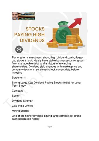 Stocks Paying High Dividend