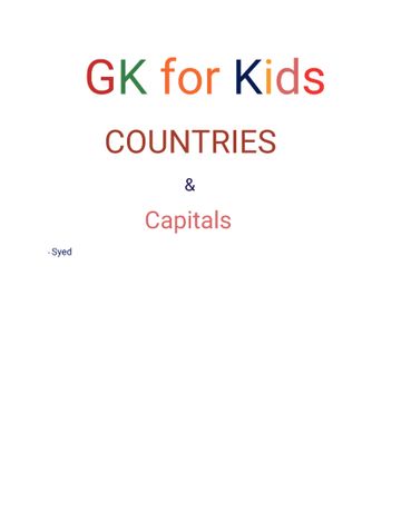 GK for Kids Countries & Capitals