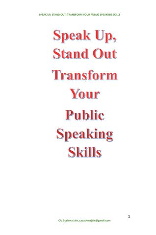 The Art of Public Speaking: Speak with Confidence & Impact