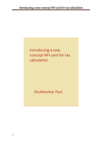 Introducing a new concept NFI card for tax calculation