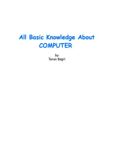 All Basic Knowledge About  Computer