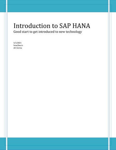SAP HANA Introduction