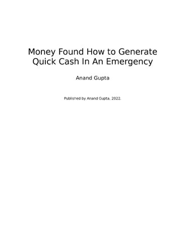 Money Found How to Generate Qick Cash in an Emergency
