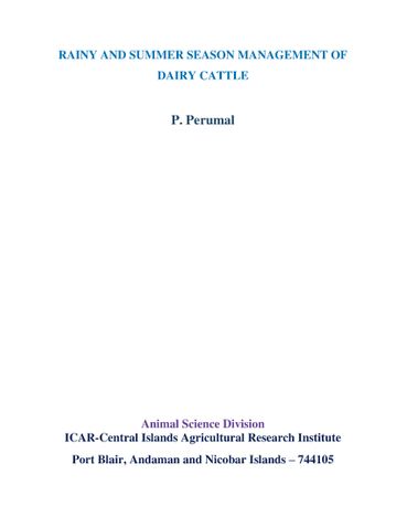 RAINY AND SUMMER SEASON MANAGEMENT OF DAIRY CATTLE