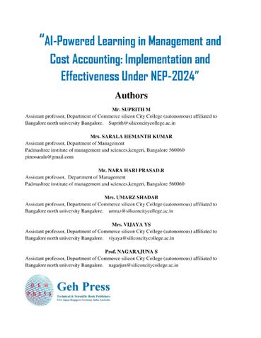 AI-Powered Learning in Management and  Cost Accounting: Implementation and  Effectiveness Under NEP-2024