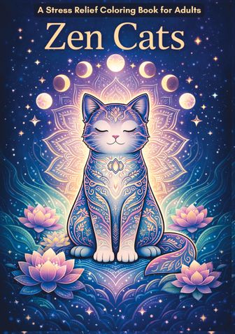Zen Cats: A Stress Relief Coloring Book for Adults