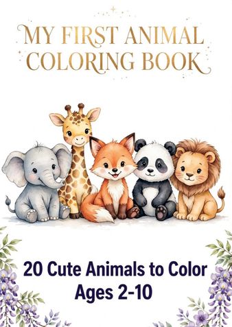 My First Animal Coloring Book: 20 Cute Animals for Kids Ages 2-10