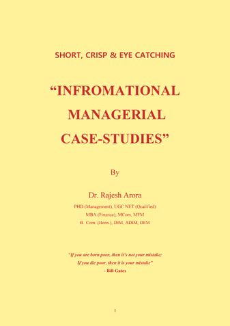 Short Crisp & Eye Catching “Informational Managerial Case-Studies
