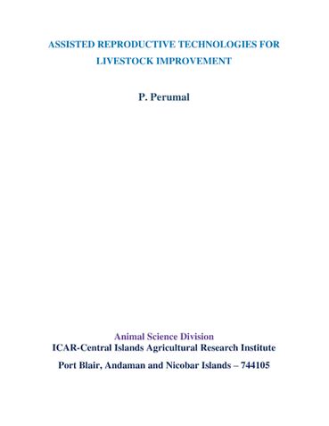 ASSISTED REPRODUCTIVE TECHNOLOGIES FOR LIVESTOCK IMPROVEMENT