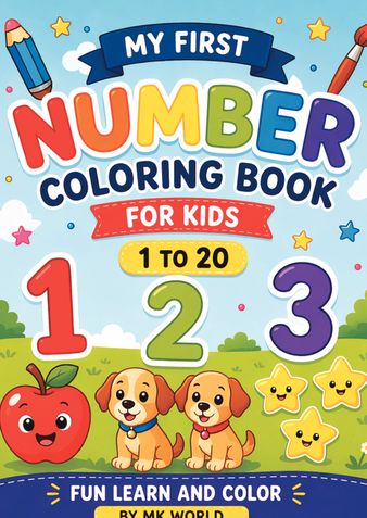 Number colouring book for kids