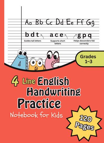 Four Line English Handwriting Practice Notebook for Kids