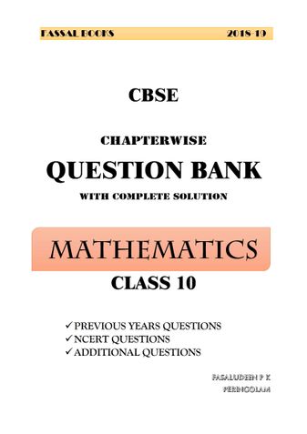 CLASS 10 CBSE MATHEMATICS QUESTION BANK