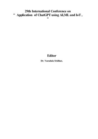 29th International Conference on " Application of ChatGPT using AI,ML and IoT ,