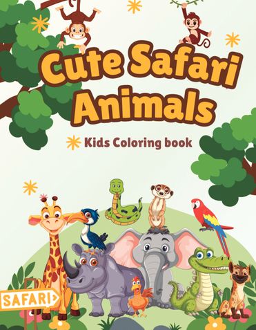 Cute Safari Animals - Kids Coloring Book