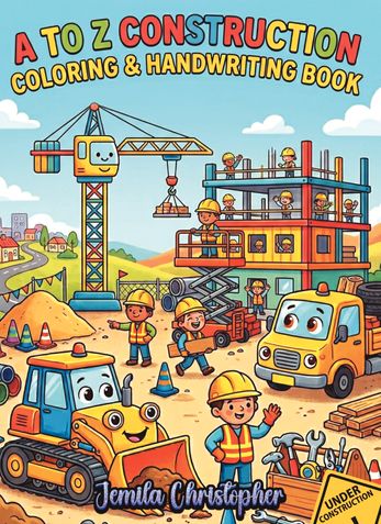 A to Z Construction Coloring and handwriting practice book