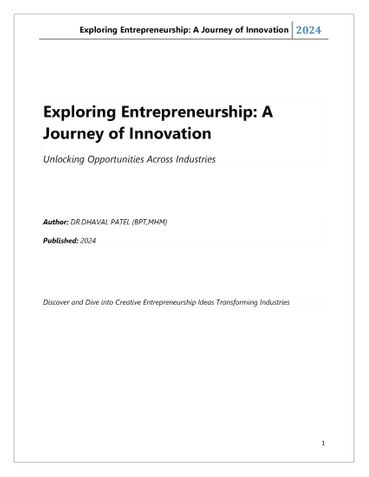 Exploring Entrepreneurship: A Journey of Innovation