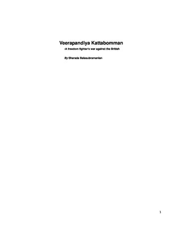 Veerapandiya Kattabomman-  historical biography
