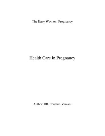 Health Care in Pregnancy