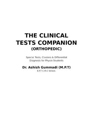 The Clinical Tests Companion (Orthopedic)