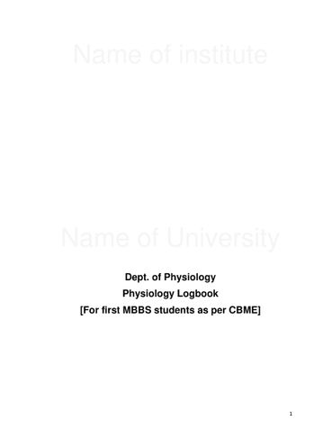 Physiology Logbook for UGs