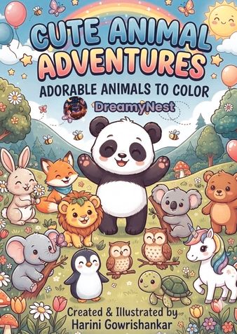 Cute Animal Coloring Book For KIds & Adults