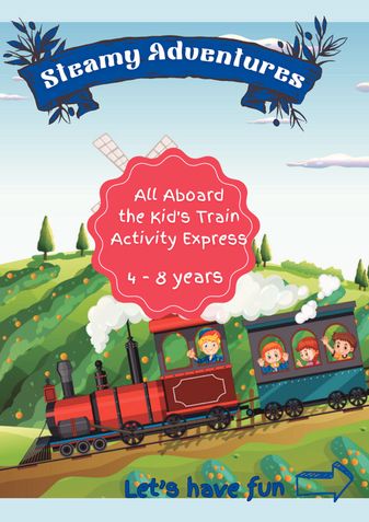 Steamy Adventure Train Activity Book for kids aged 4- 8 years unisex boys and girls