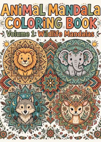 Animal Mandala Coloring Book for Kids & Adults