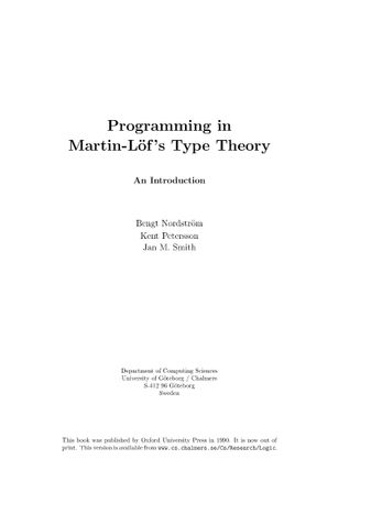 Programming in Martin-Löf's Type Theory: An Introduction