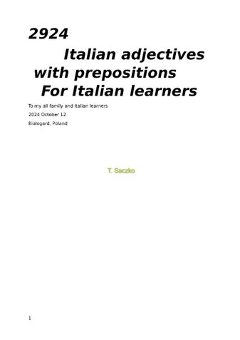 2924 Italian adjectives with prepositions For Italian learners