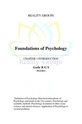 Foundations of Psychology