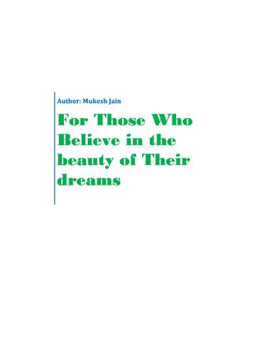 Those Who Believe in the Beauty of Their Dreams