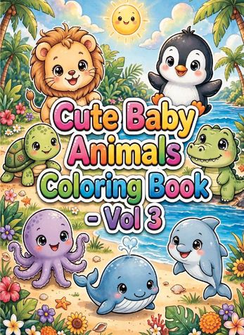 Bold and Easy Cute Animals Coloring Book - Volume 3
