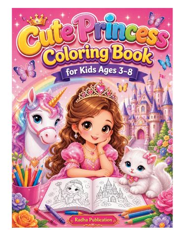 Cute Princess Coloring Book for Kids Ages 3–8