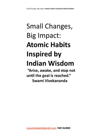 Small Changes, Big Impact Atomic Habits Inspired by Indian Wisdom