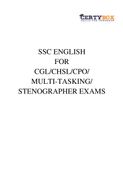 SSC English for CGL/CHSL/CPO/ MULTI-TASKING/STENOGRAPHER Exams