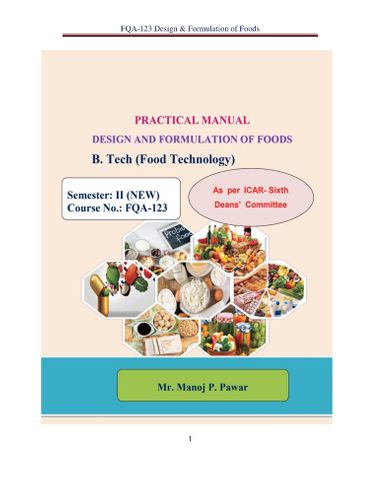 PRACTICAL MANUAL DESIGN AND FORMULATION OF FOODS