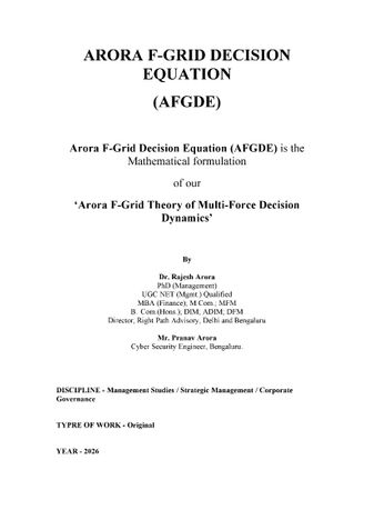 Arora F-Grid Decision Equation (AFGDE)