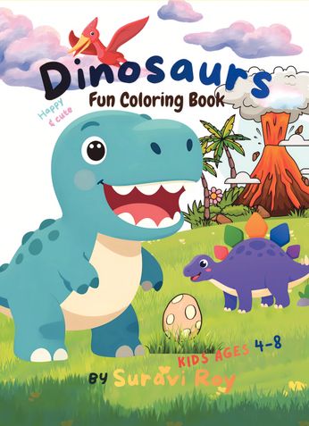 Happy and Cute Dinosaurs Fun Coloring Book
