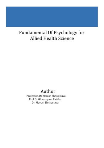 Fundamental Of Psychology for  Allied Health Science