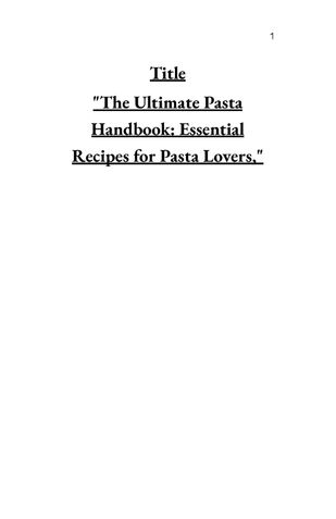 The Ultimate Pasta Handbook