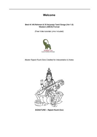 PDF Book - Best 41 AR.Rehman & 33 Ilaiyaraja Tamil Songs (Ver 1.0) Western (ABCD) Format